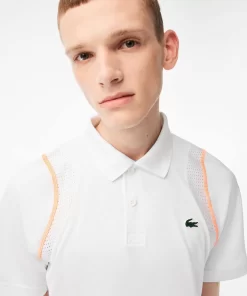 Lacoste Tennis>Herren Tennis Poloshirt Aus Recyceltem Polyester Weis / Orange Xit