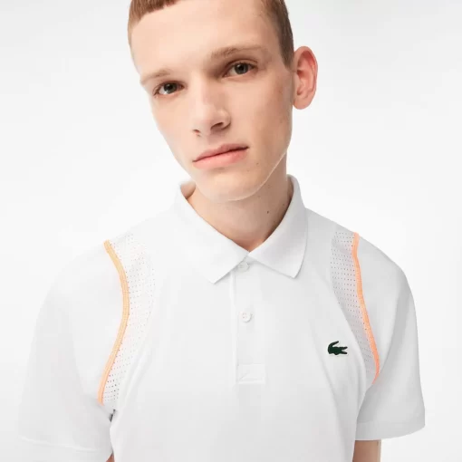 Lacoste Tennis>Herren Tennis Poloshirt Aus Recyceltem Polyester Weis / Orange Xit