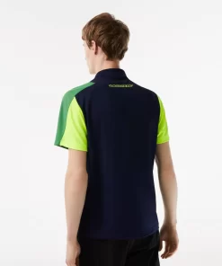 Lacoste Tennis>Herren Tennis Poloshirt Aus Recyceltem Polyester Navy Blau / Grun / Gelb Xi0