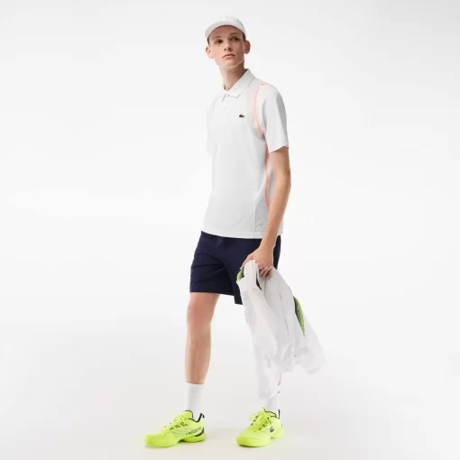 Lacoste Tennis>Herren Tennis Poloshirt Aus Recyceltem Polyester Weis / Orange Xit