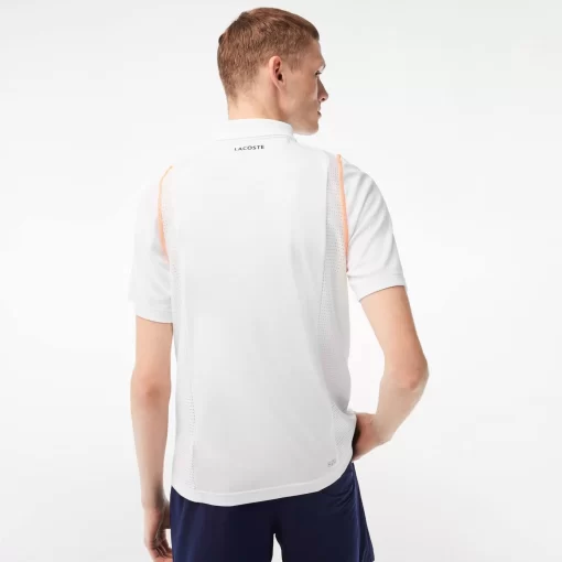 Lacoste Tennis>Herren Tennis Poloshirt Aus Recyceltem Polyester Weis / Orange Xit