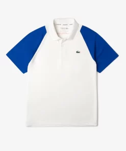 Lacoste Tennis>Herren Tennis Poloshirt Aus Recyceltem Polyester Weis / Blau / Orange 9Tg