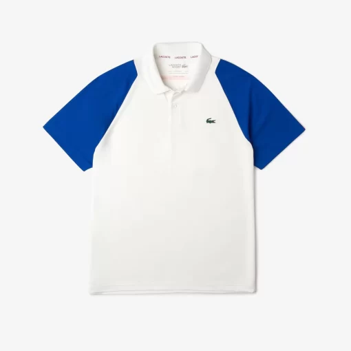 Lacoste Tennis>Herren Tennis Poloshirt Aus Recyceltem Polyester Weis / Blau / Orange 9Tg