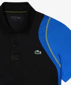 Lacoste Tennis>Herren Tennis Poloshirt Aus Recyceltem Polyester Schwarz / Blau / Gelb Xis