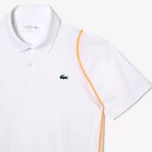 Lacoste Tennis>Herren Tennis Poloshirt Aus Recyceltem Polyester Weis / Orange Xit