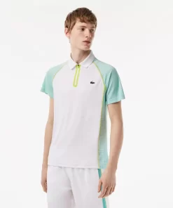 Lacoste Tennis>Herren Tennis Poloshirt Aus Recyceltem Polyester Mit Ultra-Dry-Technologie Weis / Hellgrun / Gelb Awc