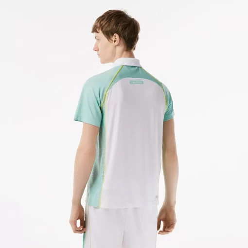 Lacoste Tennis>Herren Tennis Poloshirt Aus Recyceltem Polyester Mit Ultra-Dry-Technologie Weis / Hellgrun / Gelb Awc