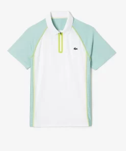 Lacoste Tennis>Herren Tennis Poloshirt Aus Recyceltem Polyester Mit Ultra-Dry-Technologie Weis / Hellgrun / Gelb Awc