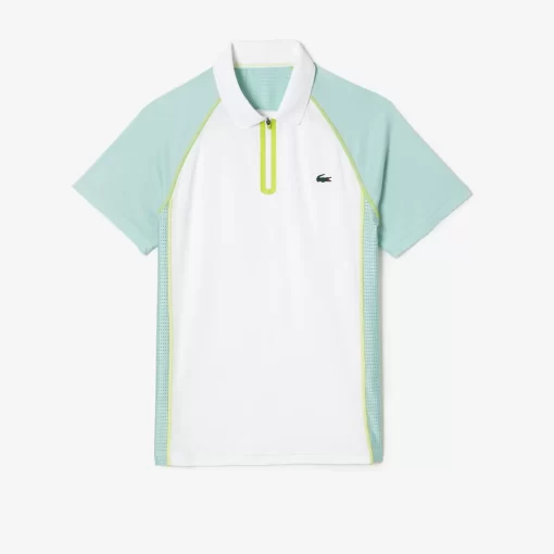 Lacoste Tennis>Herren Tennis Poloshirt Aus Recyceltem Polyester Mit Ultra-Dry-Technologie Weis / Hellgrun / Gelb Awc