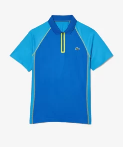 Lacoste Tennis>Herren Tennis Poloshirt Aus Recyceltem Polyester Mit Ultra-Dry-Technologie Blau / Gelb Aw9