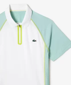 Lacoste Tennis>Herren Tennis Poloshirt Aus Recyceltem Polyester Mit Ultra-Dry-Technologie Weis / Hellgrun / Gelb Awc