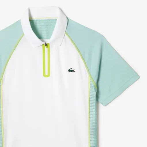 Lacoste Tennis>Herren Tennis Poloshirt Aus Recyceltem Polyester Mit Ultra-Dry-Technologie Weis / Hellgrun / Gelb Awc