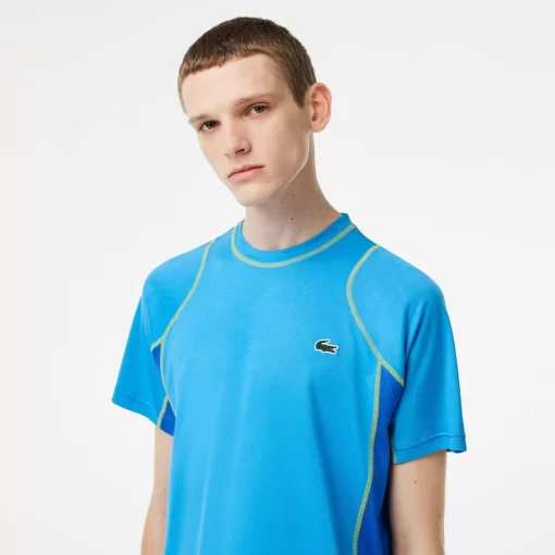 Lacoste Tennis>Herren Tennis T-Shirt Aus Resistentem Pique Blau / Gelb Cdd