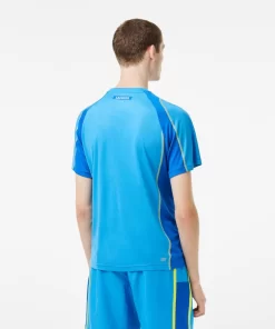 Lacoste Tennis>Herren Tennis T-Shirt Aus Resistentem Pique Blau / Gelb Cdd