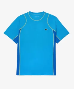 Lacoste Tennis>Herren Tennis T-Shirt Aus Resistentem Pique Blau / Gelb Cdd