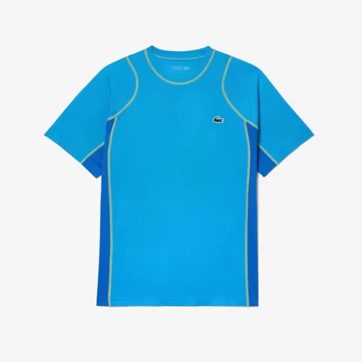 Lacoste Tennis>Herren Tennis T-Shirt Aus Resistentem Pique Blau / Gelb Cdd