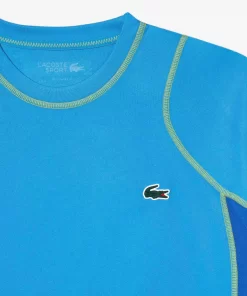 Lacoste Tennis>Herren Tennis T-Shirt Aus Resistentem Pique Blau / Gelb Cdd