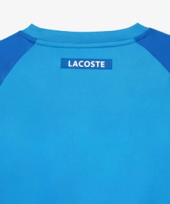 Lacoste Tennis>Herren Tennis T-Shirt Aus Resistentem Pique Blau / Gelb Cdd