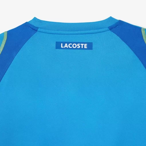 Lacoste Tennis>Herren Tennis T-Shirt Aus Resistentem Pique Blau / Gelb Cdd