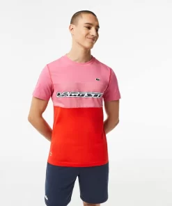 Lacoste Tennis>Herren Tennis X Daniil Medvedev T-Shirt Aus Jersey Rosa / Rot / Blau C1Y