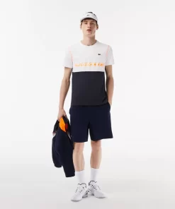 Lacoste Tennis>Herren Tennis X Daniil Medvedev T-Shirt Aus Jersey Weis / Blau / Orange Wyi