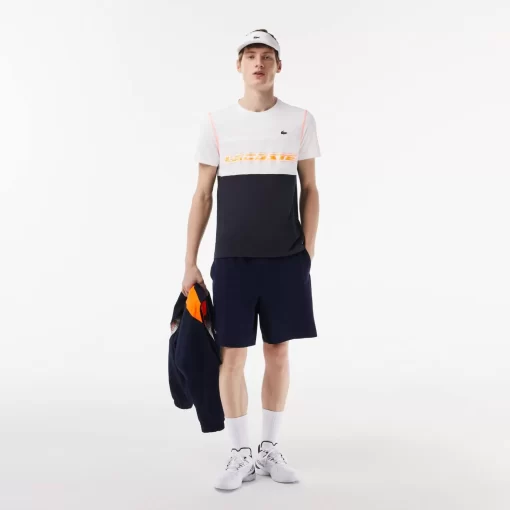 Lacoste Tennis>Herren Tennis X Daniil Medvedev T-Shirt Aus Jersey Weis / Blau / Orange Wyi