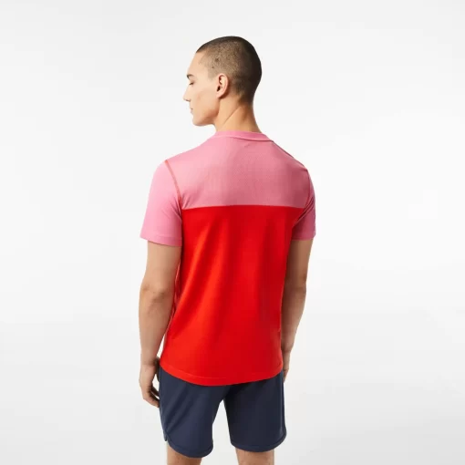 Lacoste Tennis>Herren Tennis X Daniil Medvedev T-Shirt Aus Jersey Rosa / Rot / Blau C1Y