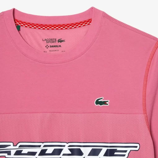 Lacoste Tennis>Herren Tennis X Daniil Medvedev T-Shirt Aus Jersey Rosa / Rot / Blau C1Y