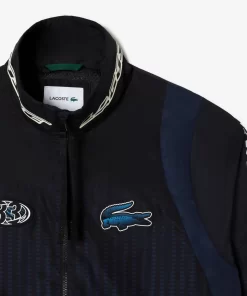 Lacoste Jacken & Mäntel>Herren Trainingsjacke Mit Ombre-Schachbrettmuster Schwarz / Blau 8Zy