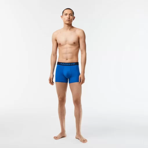 Lacoste Unterwäsche & Loungewear>Herren Trunks Aus Mikrofaser Mit Aufdruck Im 3Er-Pack Blau / Navy Blau / Weis U6I