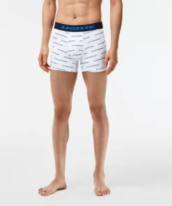 Lacoste Unterwäsche & Loungewear>Herren Trunks Aus Mikrofaser Mit Aufdruck Im 3Er-Pack Blau / Navy Blau / Weis U6I