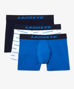 Lacoste Unterwäsche & Loungewear>Herren Trunks Aus Mikrofaser Mit Aufdruck Im 3Er-Pack Blau / Navy Blau / Weis U6I