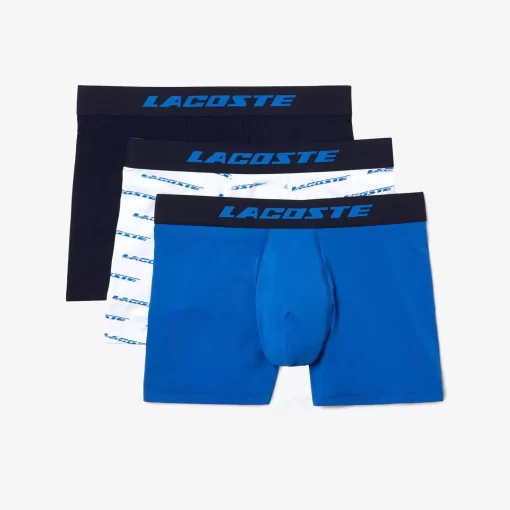 Lacoste Unterwäsche & Loungewear>Herren Trunks Aus Mikrofaser Mit Aufdruck Im 3Er-Pack Blau / Navy Blau / Weis U6I