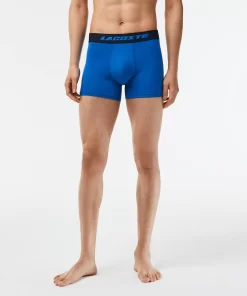 Lacoste Unterwäsche & Loungewear>Herren Trunks Aus Mikrofaser Mit Aufdruck Im 3Er-Pack Blau / Navy Blau / Weis U6I