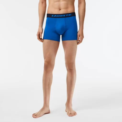 Lacoste Unterwäsche & Loungewear>Herren Trunks Aus Mikrofaser Mit Aufdruck Im 3Er-Pack Blau / Navy Blau / Weis U6I