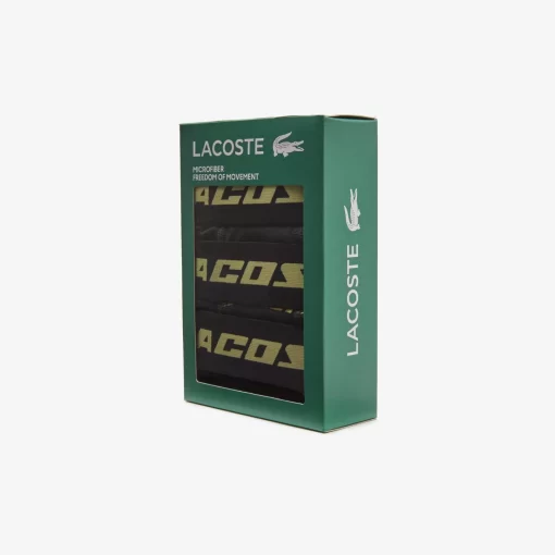 Lacoste Unterwäsche & Loungewear>Herren Trunks Aus Mikrofaser Mit Aufdruck Im 3Er-Pack Dunkelgrau / Neongelb / Schwarz Rji