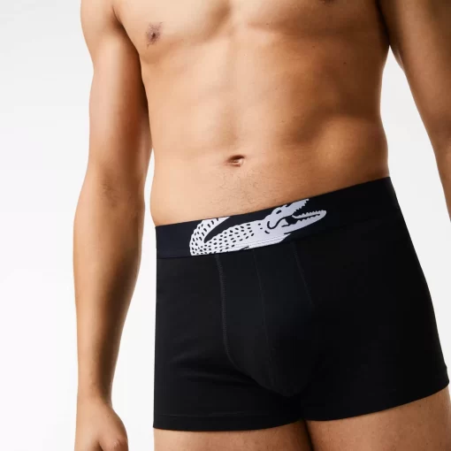 Lacoste Unterwäsche & Loungewear>Herren Trunks Mit Krokodil-Print Im 3Er-Pack Schwarz 031