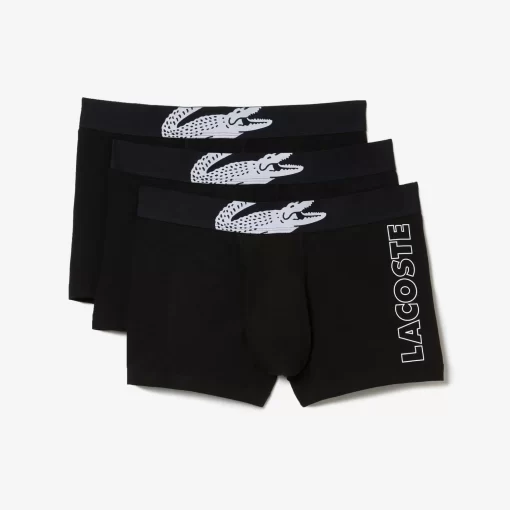 Lacoste Unterwäsche & Loungewear>Herren Trunks Mit Krokodil-Print Im 3Er-Pack Schwarz 031