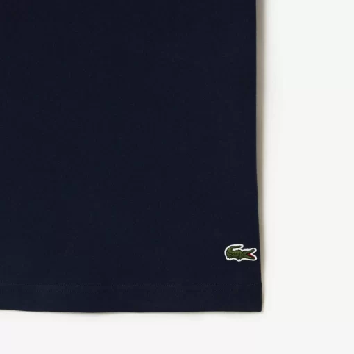 Lacoste T-Shirts>Herren T-Shirt Aus Baumwolljersey Mit Aufdruck Navy Blau 166