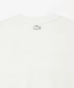 Lacoste T-Shirts>Herren T-Shirt Aus Baumwolljersey Mit Aufdruck Weis 70V