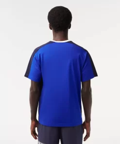 Lacoste T-Shirts>Herren T-Shirt Aus Baumwolljersey Mit Colourblock Blau / Navy Blau / Weis Cjl