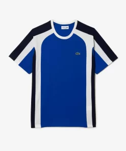 Lacoste T-Shirts>Herren T-Shirt Aus Baumwolljersey Mit Colourblock Blau / Navy Blau / Weis Cjl