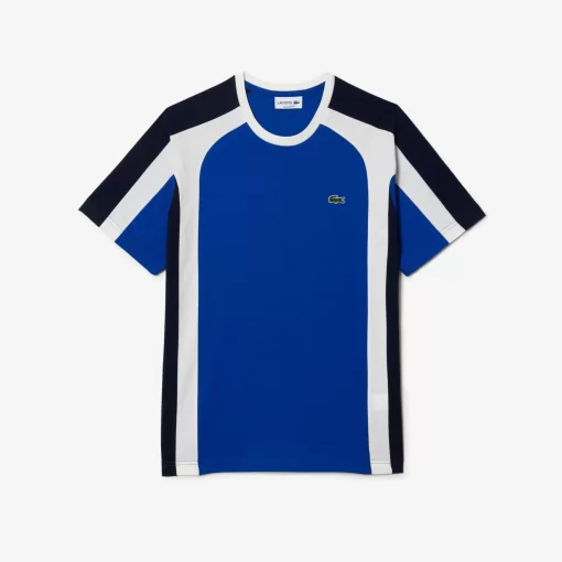 Lacoste T-Shirts>Herren T-Shirt Aus Baumwolljersey Mit Colourblock Blau / Navy Blau / Weis Cjl