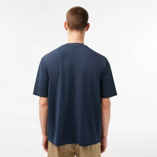 Lacoste T-Shirts>Herren T-Shirt Aus Bio-Baumwoll-Pique Blau Kxe