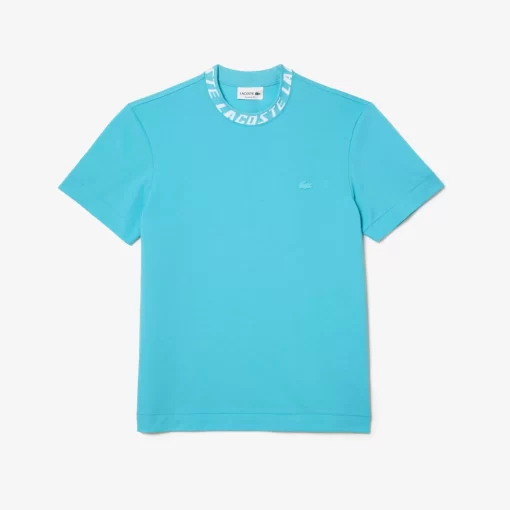 Lacoste T-Shirts>Herren T-Shirt Mit Logo Am Kragen Blau Spi