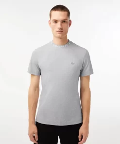 Lacoste T-Shirts>Herren T-Shirt Mit Logo Am Kragen Heidekraut Grau Cca