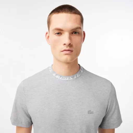 Lacoste T-Shirts>Herren T-Shirt Mit Logo Am Kragen Heidekraut Grau Cca