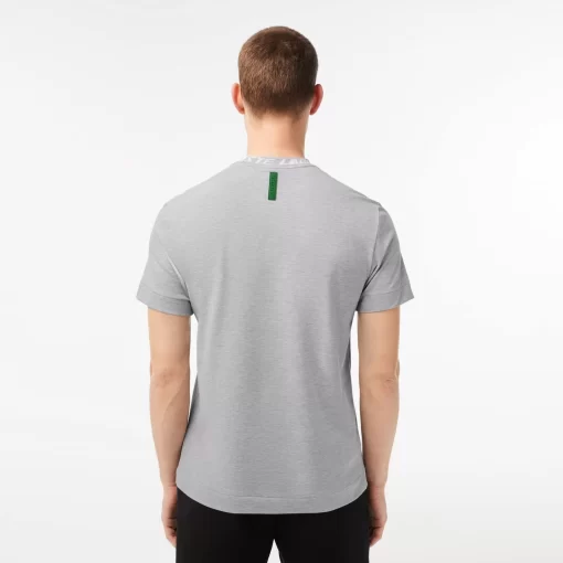 Lacoste T-Shirts>Herren T-Shirt Mit Logo Am Kragen Heidekraut Grau Cca