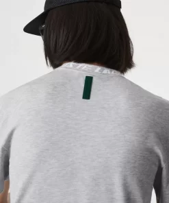 Lacoste T-Shirts>Herren T-Shirt Mit Logo Am Kragen Heidekraut Grau Cca