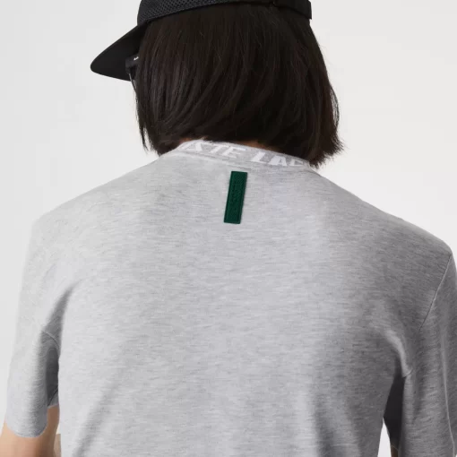 Lacoste T-Shirts>Herren T-Shirt Mit Logo Am Kragen Heidekraut Grau Cca